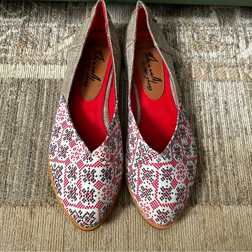 Red Patterned Flats